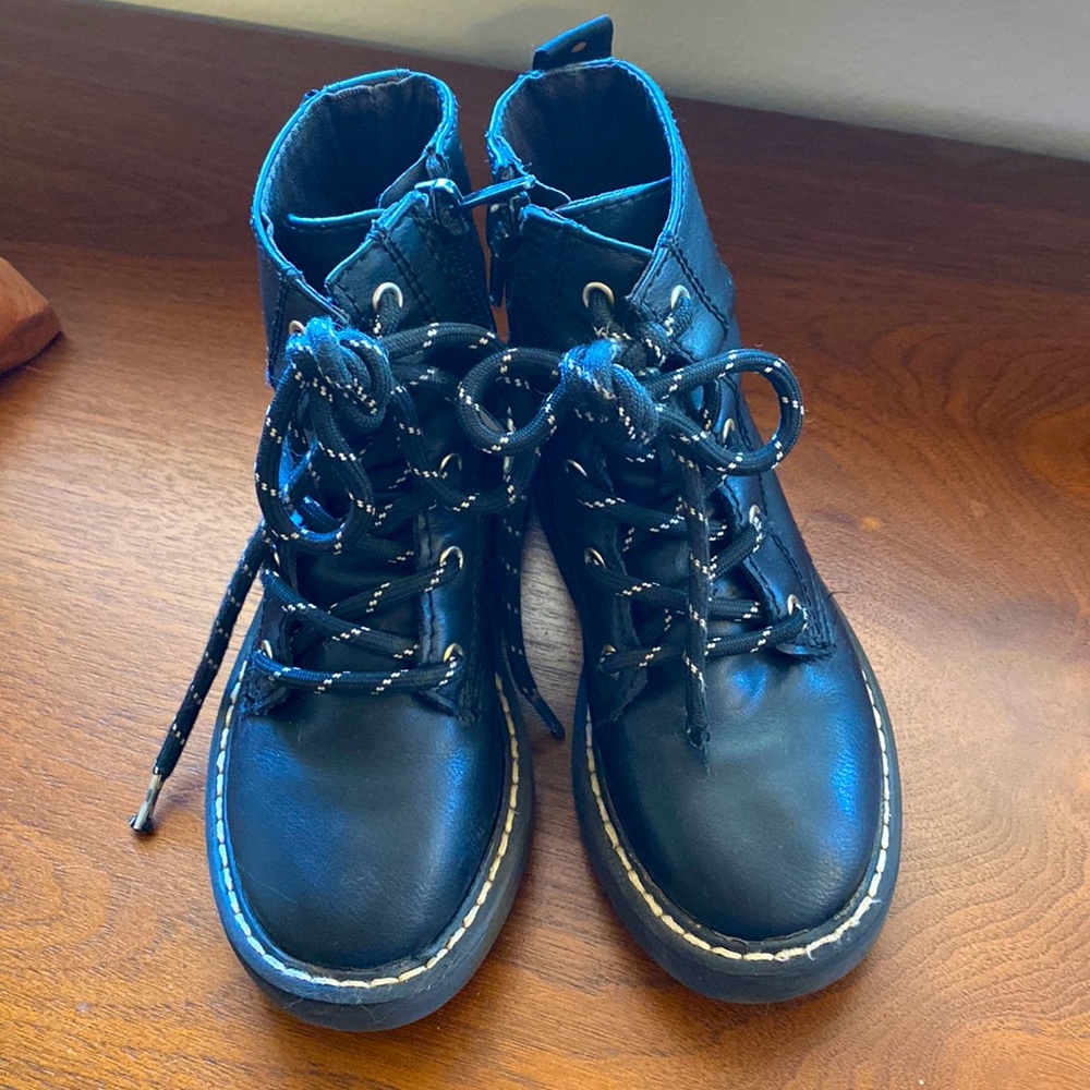 Zara girls contrast stitch combat boot.